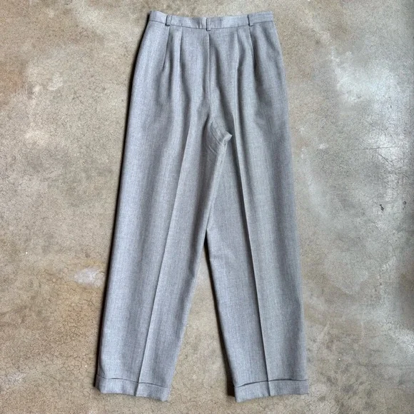 Vintage 90s Talbots Grey Wool Pleated Trousers - Picture 2 of 5